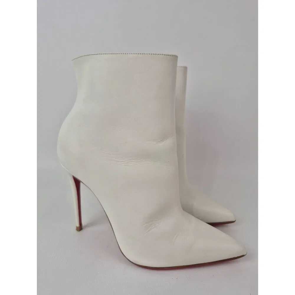 Christian Louboutin Women's White Calfskin So Kate Booty 100 Ankle Boots Size 36